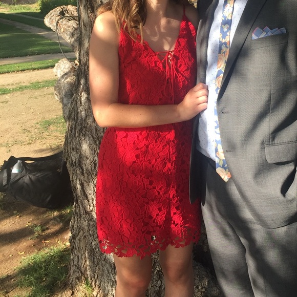 Adorable red lace dress! Worn once! - Picture 4 of 4